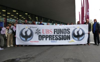 Mobilisation at UBS AGM: Activists Demand UBS to stop funding oppression!
